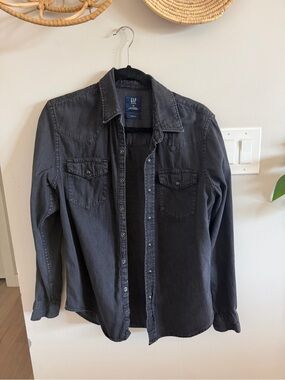 GAP Charcoal Black Denim Shirt Jacket